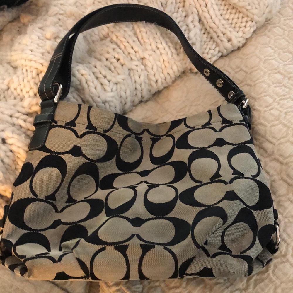 Coach black signature shoulder bag